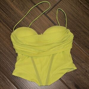 Lime Green Strapless Bustier Corset Style Top